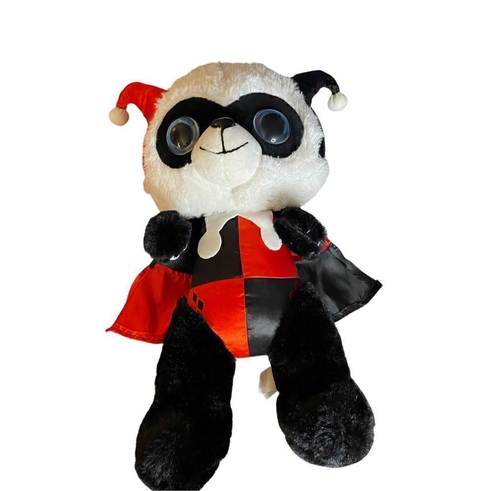 Harlequin Plush Panda Stuffed Toy Red Black
